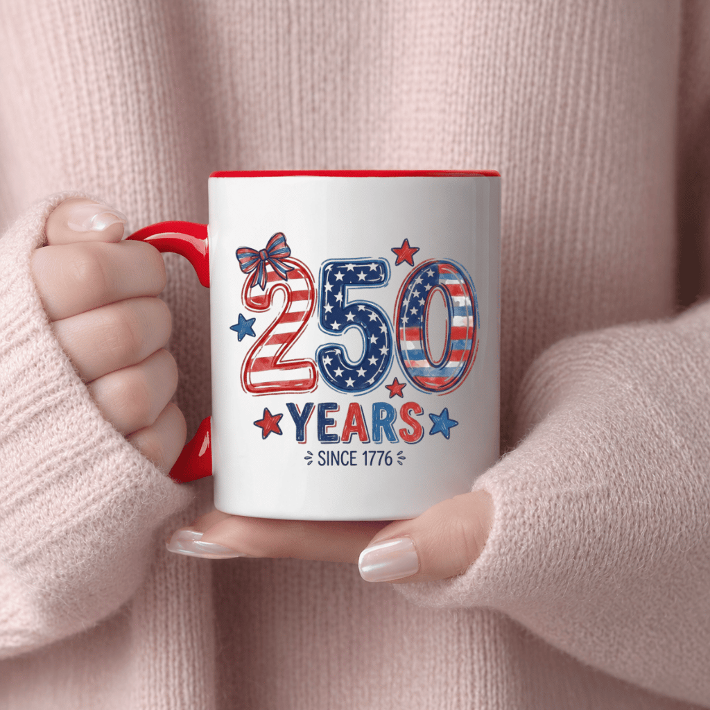 250 Years Since 1776 Accent Mug – Patriotic 4th of July Gift, Independence Day Keepsake - back view